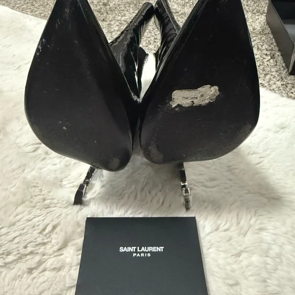Yves Saint Laurent Glossy Black Heeled Boots - Picture 3 of 7